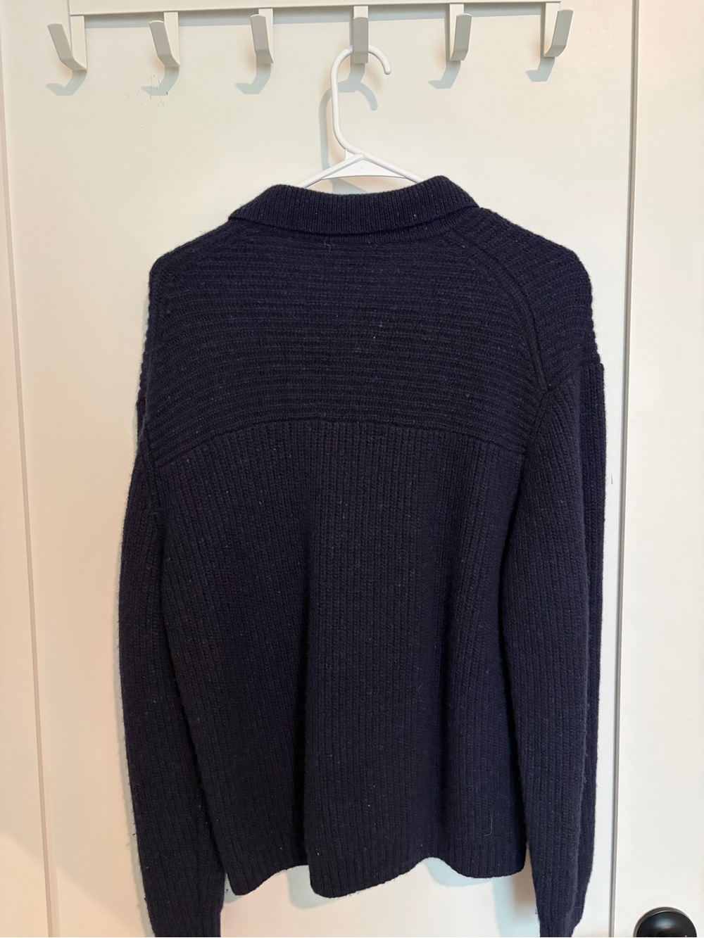 COS Navy Ribbed Knit Button-Front Sweater - Picture 4 of 4